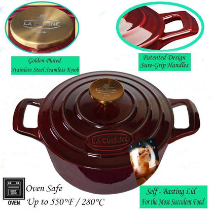 Gusseisen Kochtopf 20cm - Bräter/Cocotte für Ofen & Herd