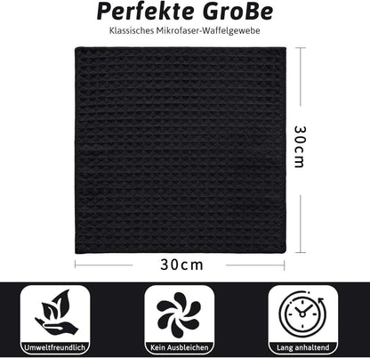 8er-Set Moosfor Mikrofasertücher Küchen Spültücher 30x30cm Schwarz