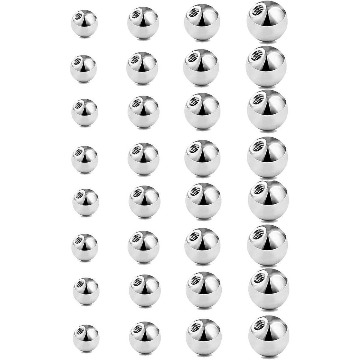 Piercing Kugeln 1,2/1,6mm Silber Ersatzkugel 3-6mm für Nase, Lippe, Augenbraue