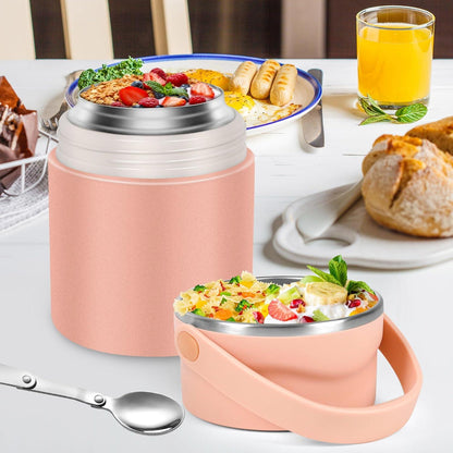Dorblely Thermobehälter Edelstahl 600ml Vakuumisoliert für Essen - Rosa