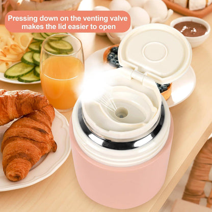 Thermobehälter für Essen 600ml Edelstahl Vakuumisoliert mit Faltbarem