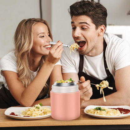 Dorblely Thermobehälter Edelstahl 600ml Vakuumisoliert für Essen - Rosa
