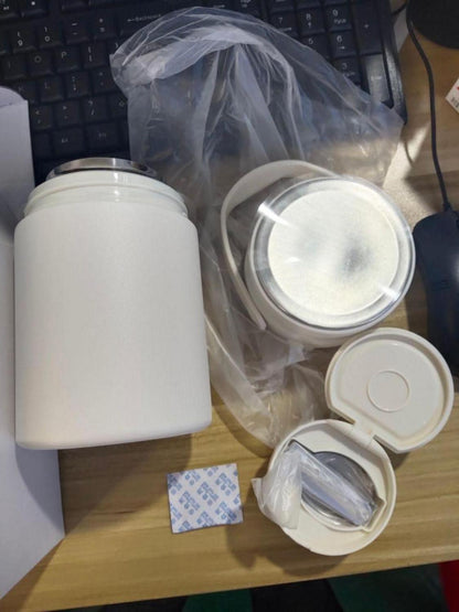 Dorblely Edelstahl Thermobehälter 800ml mit Faltbarem Löffel - Vakuumisoliert & Auslaufsicher