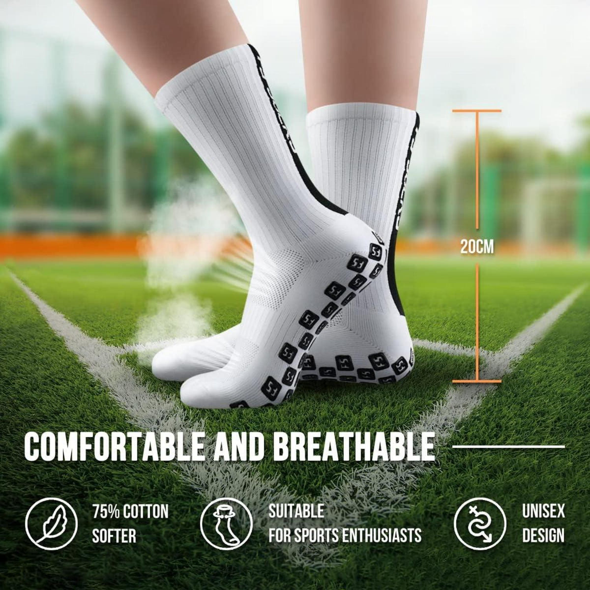 Gohanny Fußballsocken 3 Paar Grip Socken Fussball für Herren Damen Kinder 35-46