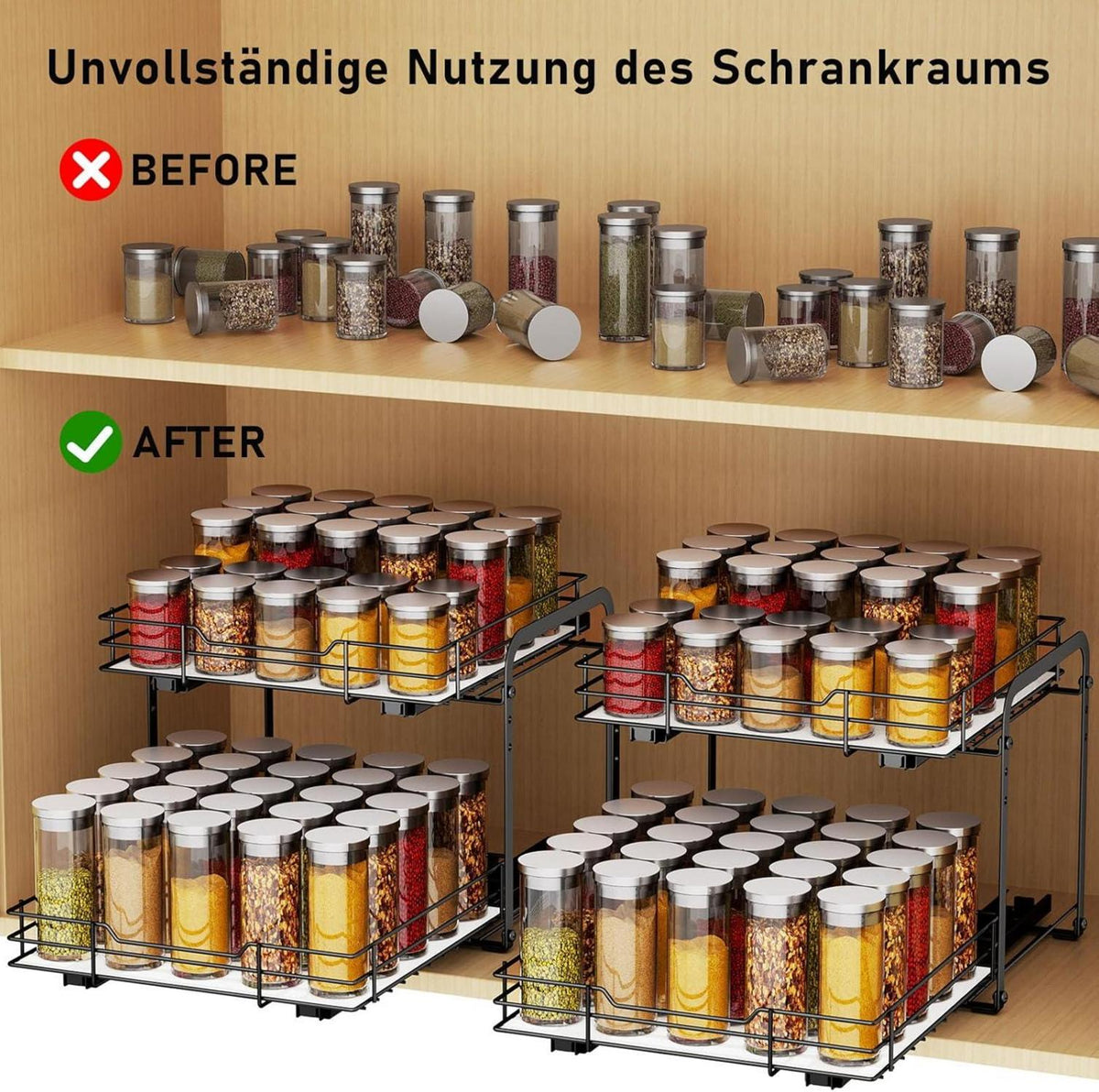Gewürzregal Ausziehbar 2 Etagen Schrank Organizer Küche
