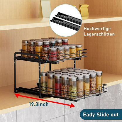 Gewürzregal Ausziehbar Schrank Organizer 2 Etagen Küche höhenverstellbar