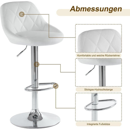 LEADZM Barhocker 2er Set, Weiß – Höhenverstellbar & Drehbar