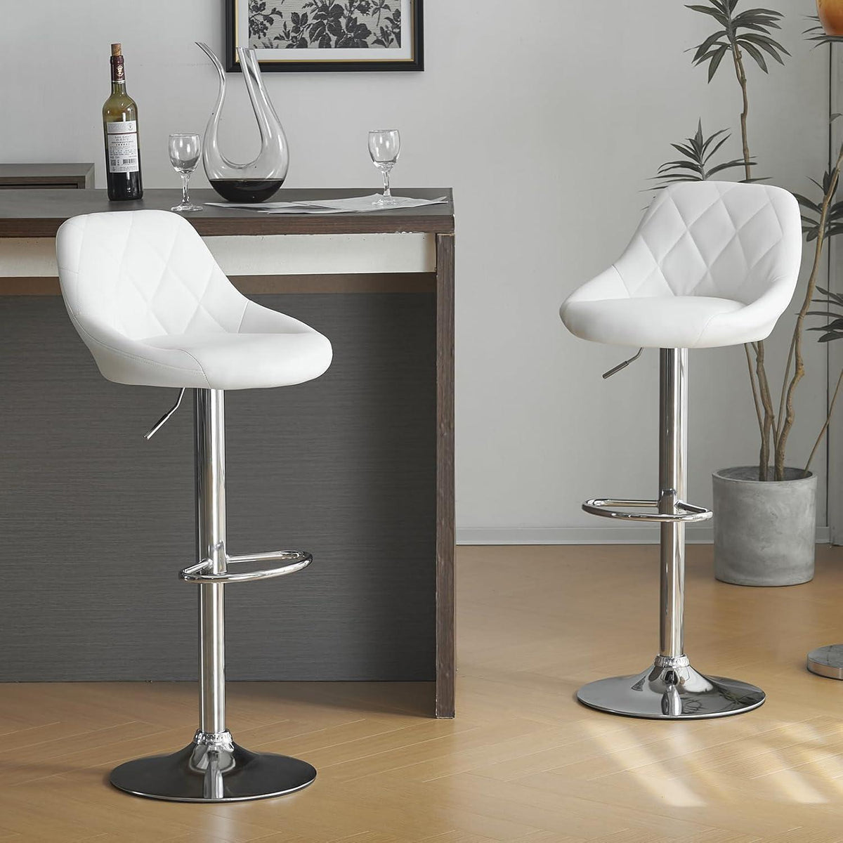 LEADZM Barhocker 2er Set, Weiß – Höhenverstellbar & Drehbar