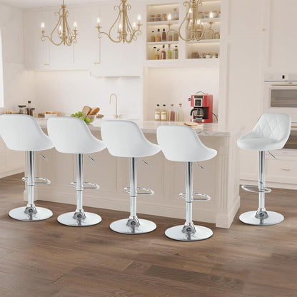 LEADZM Barhocker 2er Set, Weiß – Höhenverstellbar & Drehbar