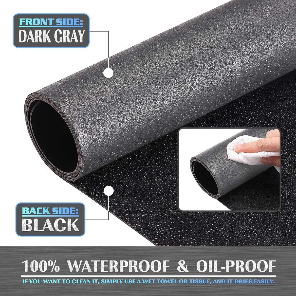 Knodel Schreibtischunterlage PVC wasserdicht 60cm x 120cm dunkelgrau/schwarz