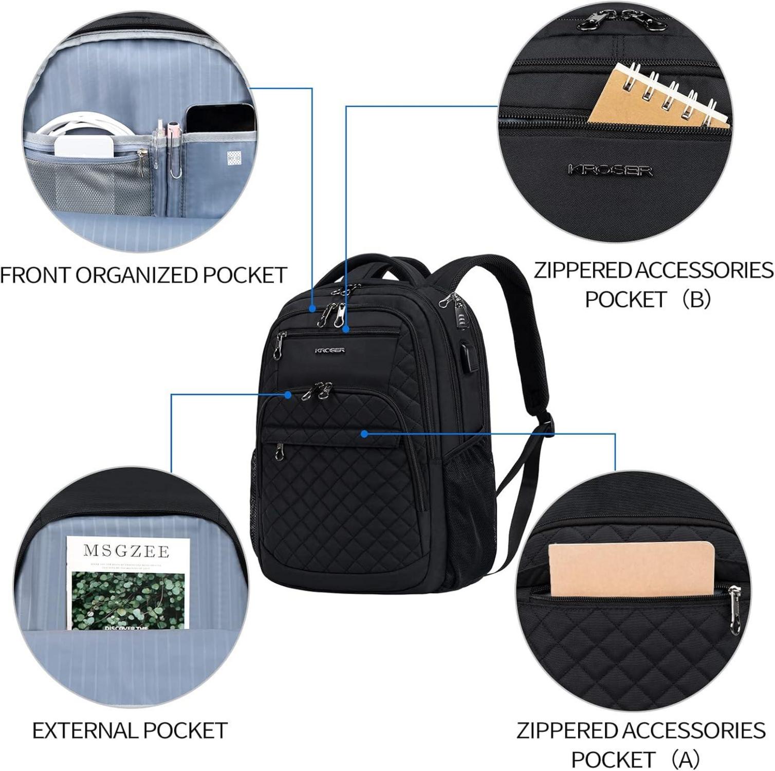 KROSER Laptop Rucksack 17,3 Zoll Business Wasserdicht USB RFID Herren Frauen