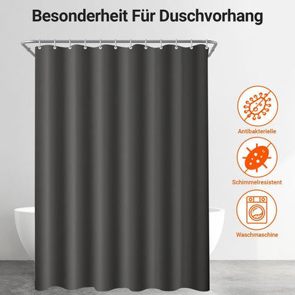 Duschvorhang Dunkelgrau 120x200cm Beschwert Saum Textil