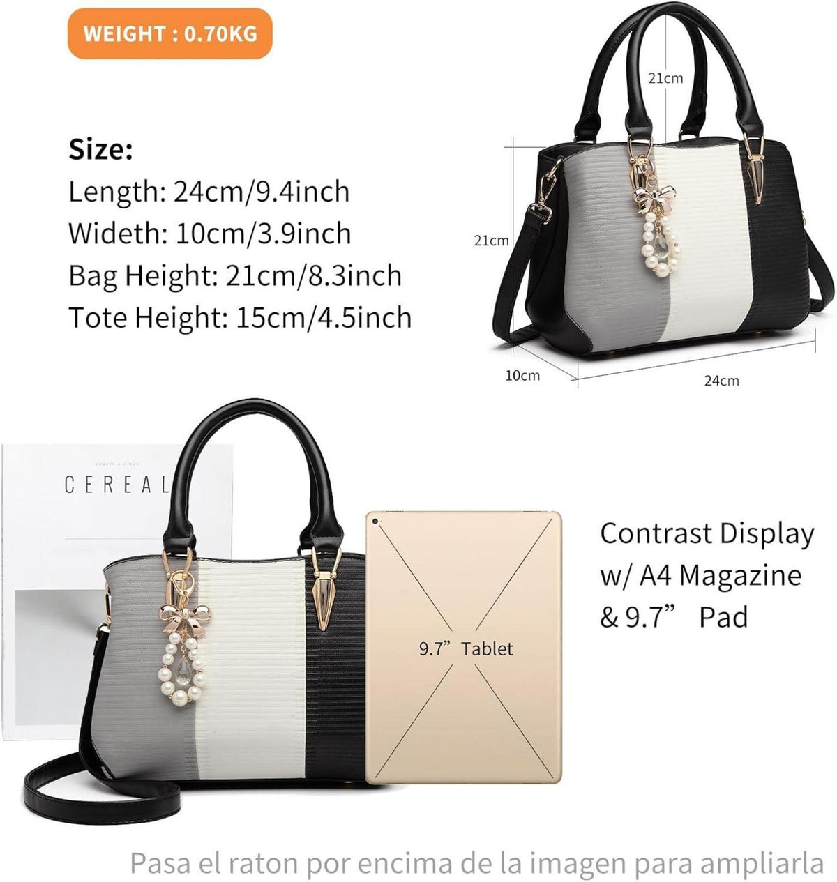 Elegante Damen Handtasche Schultertasche Farbblock Design