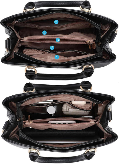 Miss Lulu Damen Handtasche Mittelgroß Farbblock Schultertasche Echtleder