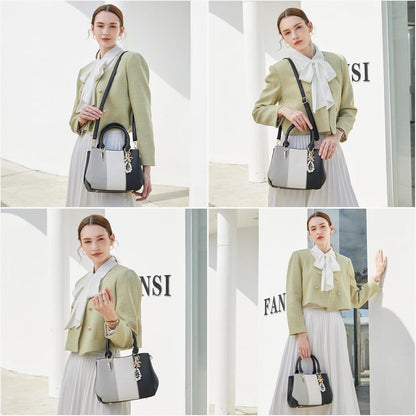 Damen Handtasche Farbblock Design Mittelgroß PU-Leder