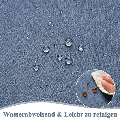 Runde Tischdecke Blau Leinenoptik Ø140cm | Wasserabweisend & Kratzfest