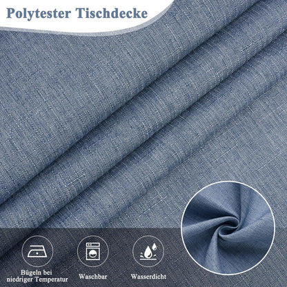 Runde Tischdecke Blau Leinenoptik Ø140cm | Wasserabweisend & Kratzfest