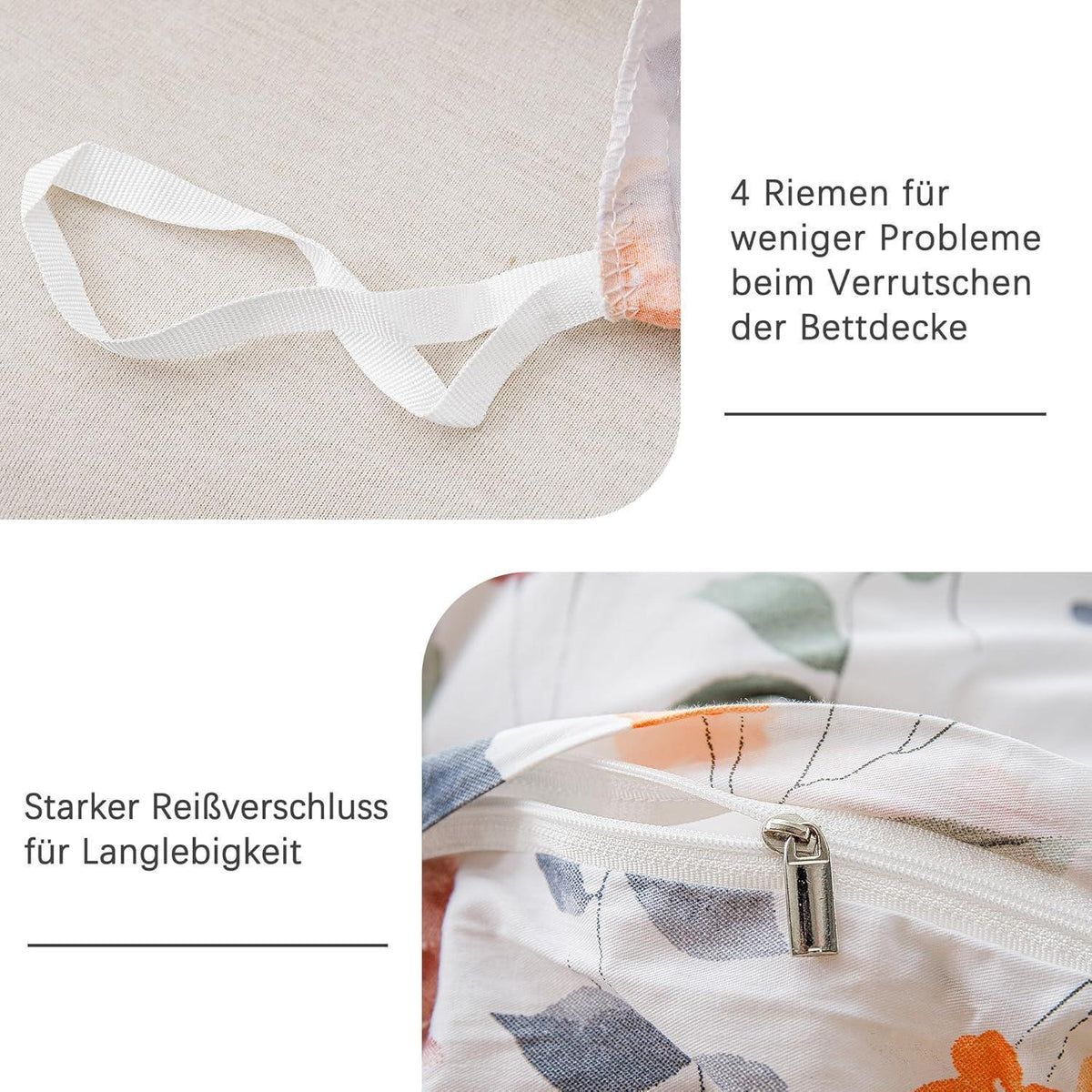 Bettwäsche-Set 135x200 Baumwolle Blumenmuster 4-teilig