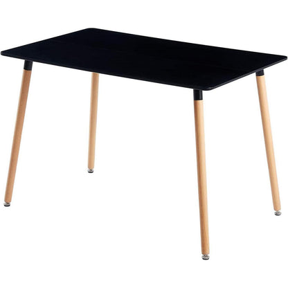 Rechteckiges Esszimmer-Set mit Tisch und 4 Stühlen – Schwarz & Grau