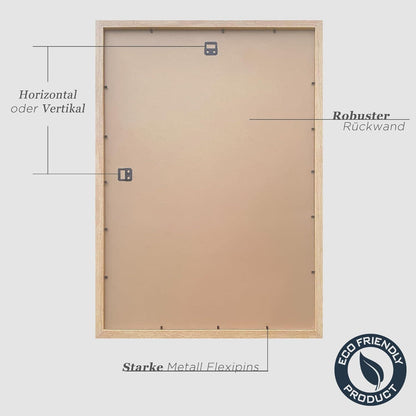 Bilderrahmen A2 Holz Fotorahmen MDF Rahmen Eiche Natur 3er Set