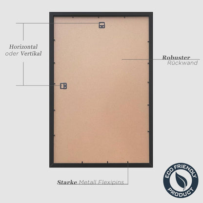 Schwarze Bilderrahmen 40x60cm Holz Fotorahmen Set 3er