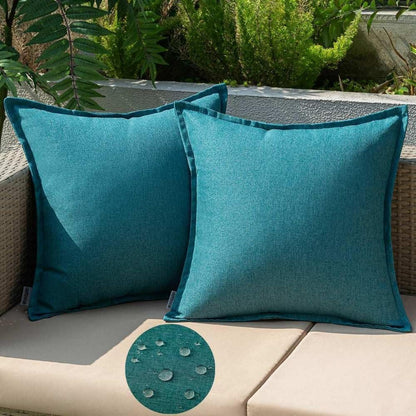Wetterfestes Outdoor Dekokissen Set 40x40 cm Pfauenblau 2er Set