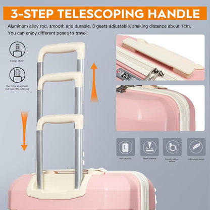 Kofferset 3-teilig Hartschale 4 Rollen TSA-Schloss Handgepäck-Set 3tlg