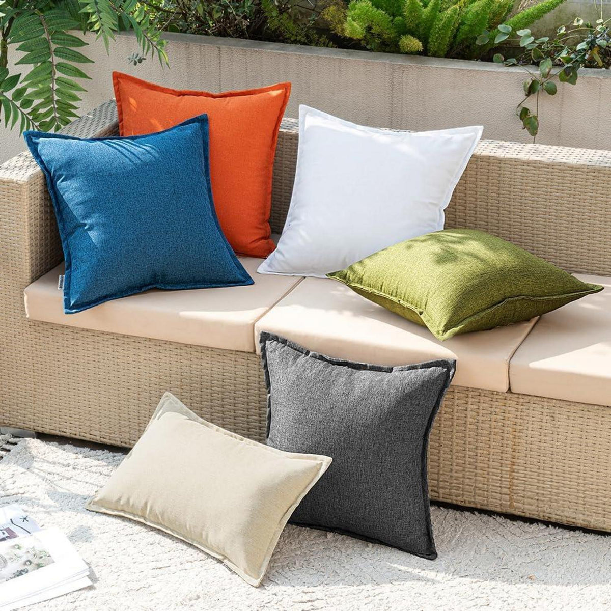 Wetterfestes Outdoor Kissen 2er Set 30x50cm Beige - Wasserfest & Dekorativ