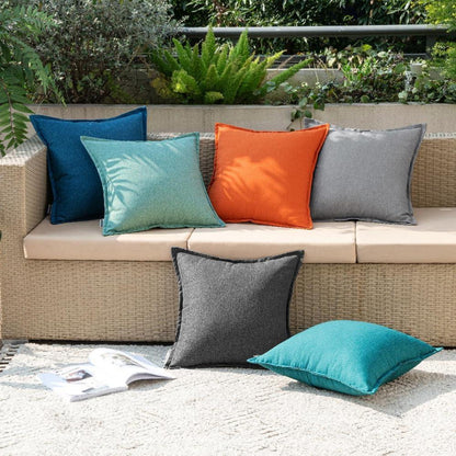 EMEMA Outdoor Kissenbezug Set 45x45 cm Wasserfest Dekorativ Pfauenblau