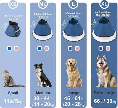 Halskrause Hund Leckschutz Operation 360° Sicht Blau