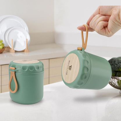 Müslibecher to go 400ml mit Löffel & Tragegriff - Grün