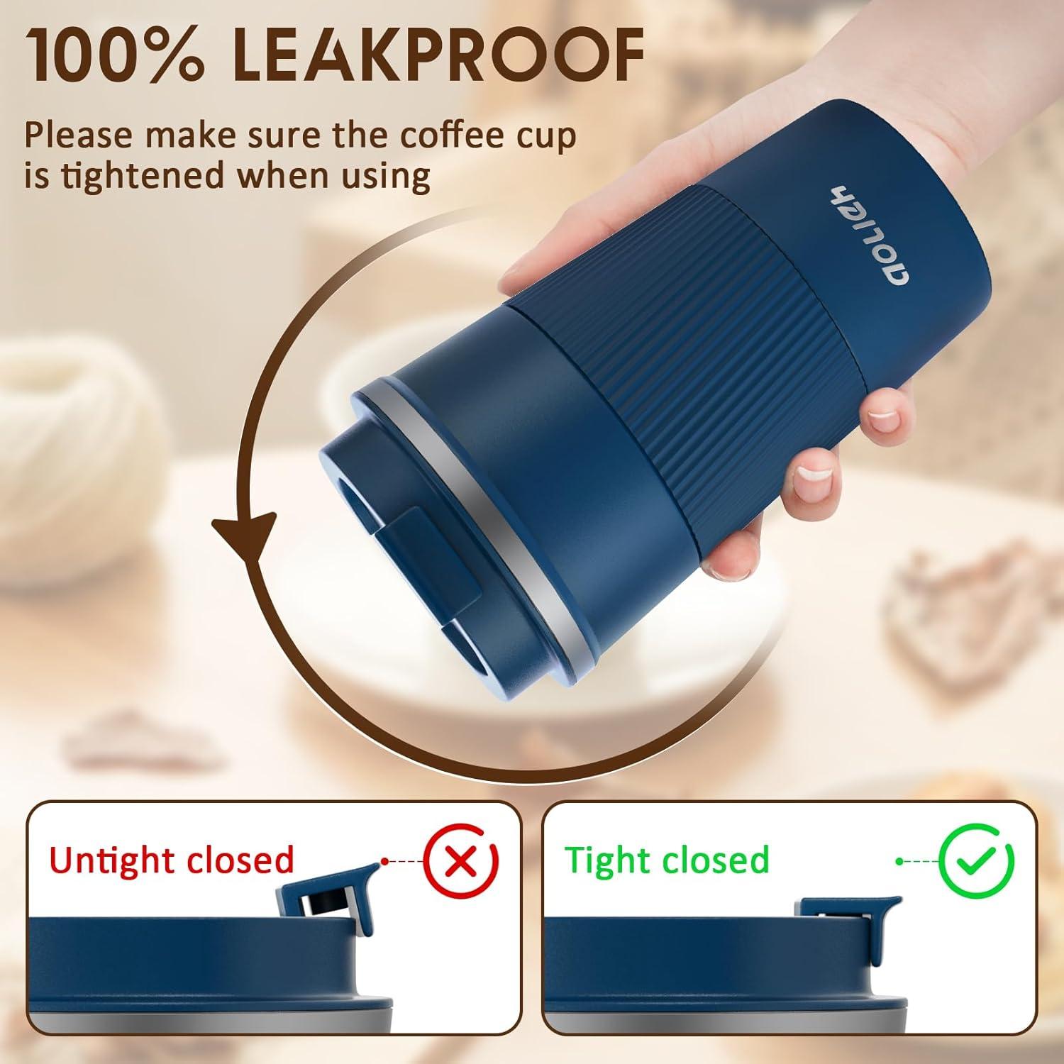 Aolieh Thermobecher Edelstahl Travel Mug Kaffeebecher Auslaufsicher 510ml Marineblau