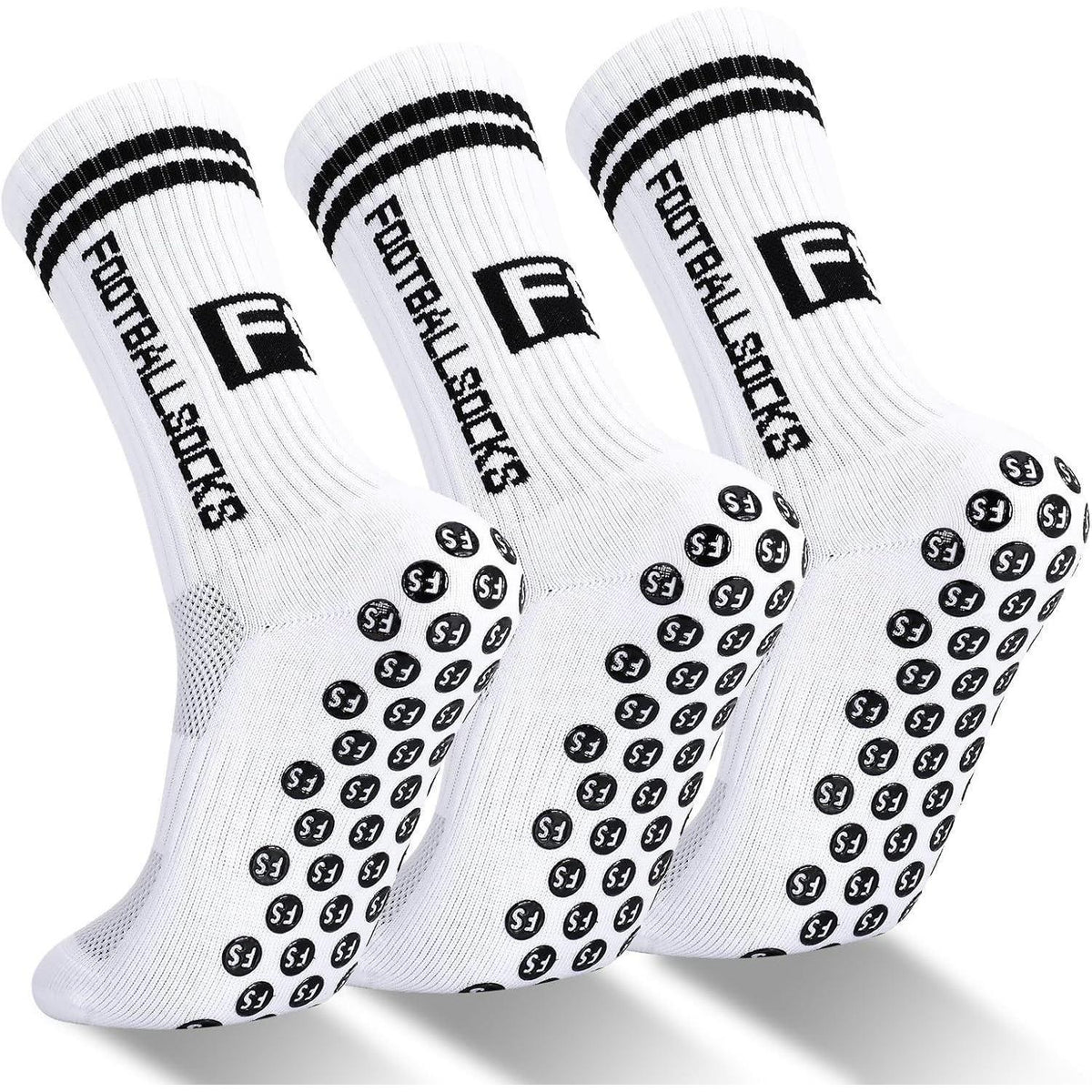 Kinder Fußballsocken Anti Rutsch 3 Paar Weiß Größe 31-34