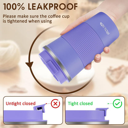 Aolieh Thermobecher Edelstahl 510ml Lila Auslaufsicher Travel Mug