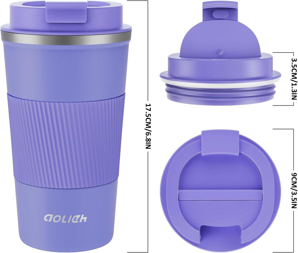Aolieh Thermobecher Edelstahl Isolierbecher 510ml Lila Kaffeebecher