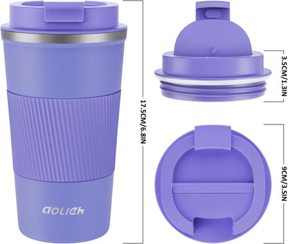 Aolieh Thermobecher Edelstahl Isolierbecher 510ml Lila Kaffeebecher