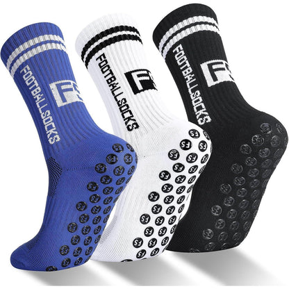 3 Paar Kinder Fußballsocken mit Anti-Rutsch-Grip, atmungsaktiv, Größe 31-34