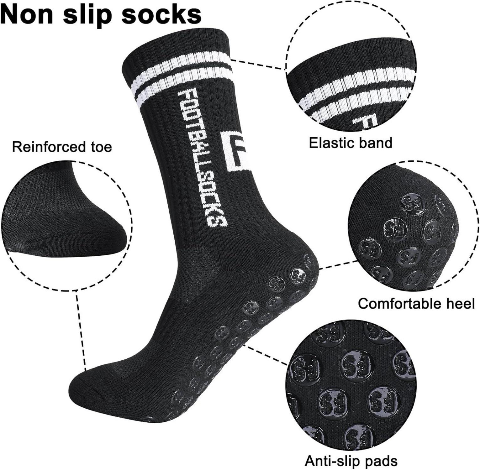 3 Paare Kinder Fußball Socken Anti Rutsch Sportsocken Größe 31-34 Schwarz