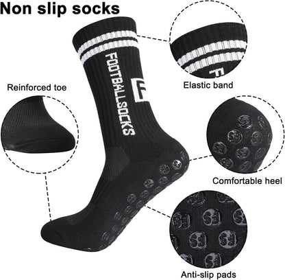 3 Paare Kinder Fußball Socken Anti Rutsch Sportsocken Größe 31-34 Schwarz