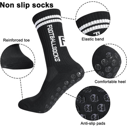 3 Paar Kinder Fußballsocken mit Anti-Rutsch-Grip, Gr. 31-34 Schwarz