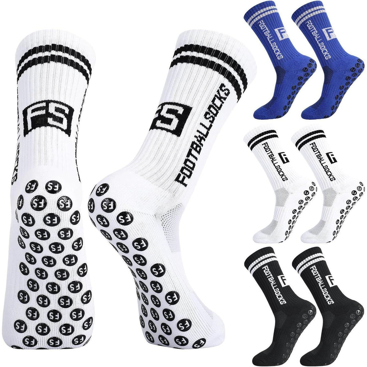 3 Paar Kinder Fußballsocken mit Anti-Rutsch-Grip, atmungsaktiv, Größe M