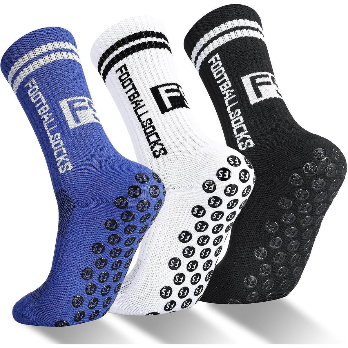 3 Paar Kinder Fußballsocken mit Anti-Rutsch-Grip, atmungsaktiv, Größe M