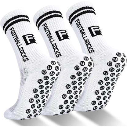 Kinder Fußballsocken 3 Paar Anti-Rutsch Grip Größe 35-39 Weiß