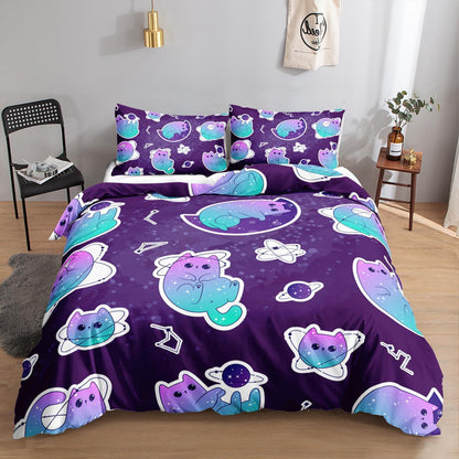 Farbverlauf Katze Bettwäsche Set 200x200cm für Kinder