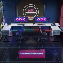 ODK Gaming Tisch L-Form mit Monitorständer, Kohlefaser