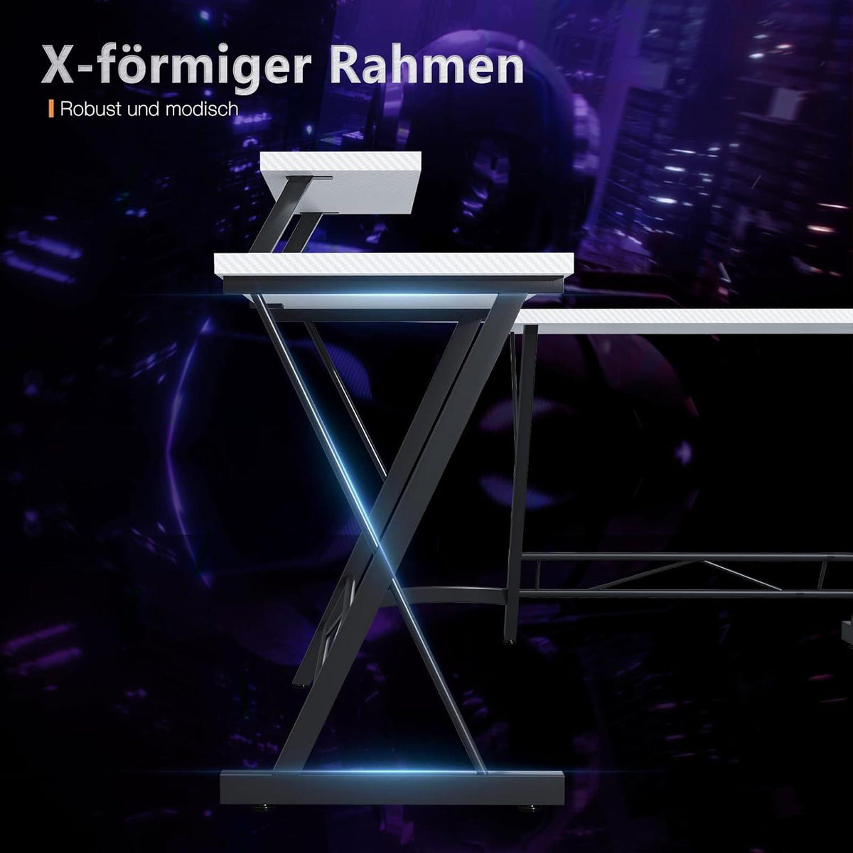 Gaming Tisch Schreibtisch Eckschreibtisch L Form Monitorständer Weiß 167 x 120
