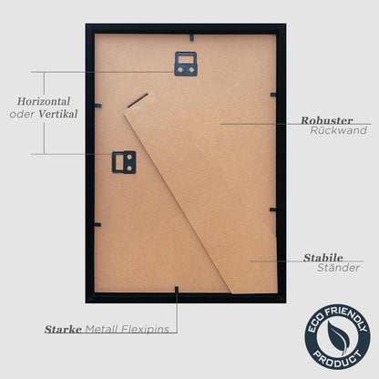 Schwarze Bilderrahmen Set 20x30cm Holz Fotorahmen 3er Pack