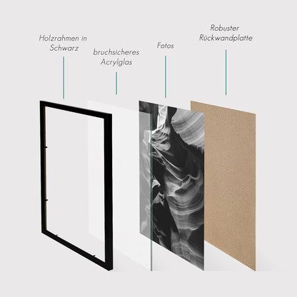 Schwarze Bilderrahmen Set 20x30cm Holz Fotorahmen 3er Pack