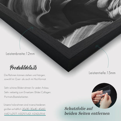 Bilderrahmen A2 Schwarz Holz 2er Set 42x59.4cm Fotorahmen