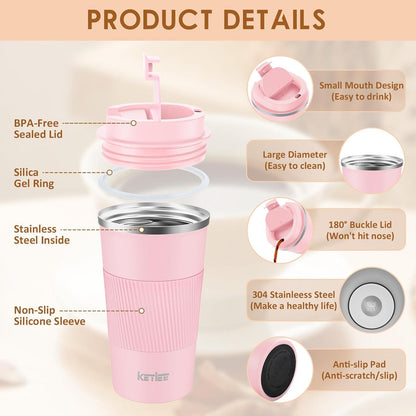 Thermobecher KETIEE Kaffeebecher to go 510ml Isolierbecher Vacuum